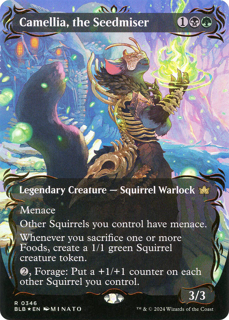 Camellia, the Seedmiser (BLB-346) - Bloomburrow: (Showcase) (Borderless) Foil