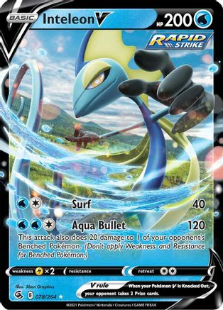 Inteleon V 078/264  - Holofoil SWSH08 Fusion Strike - Ultra Rare