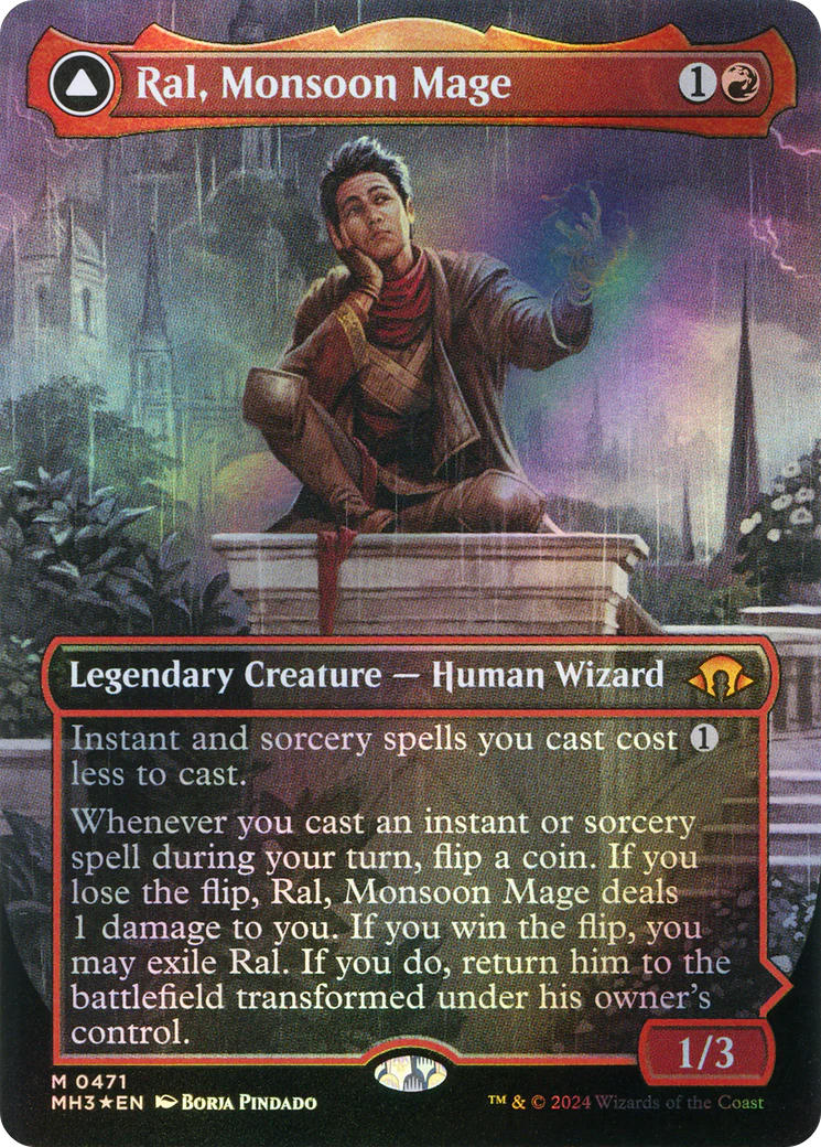 Ral, Monsoon Mage // Ral, Leyline Prodigy (MH3-471) - Modern Horizons 3 (Borderless) Foil - Image 3