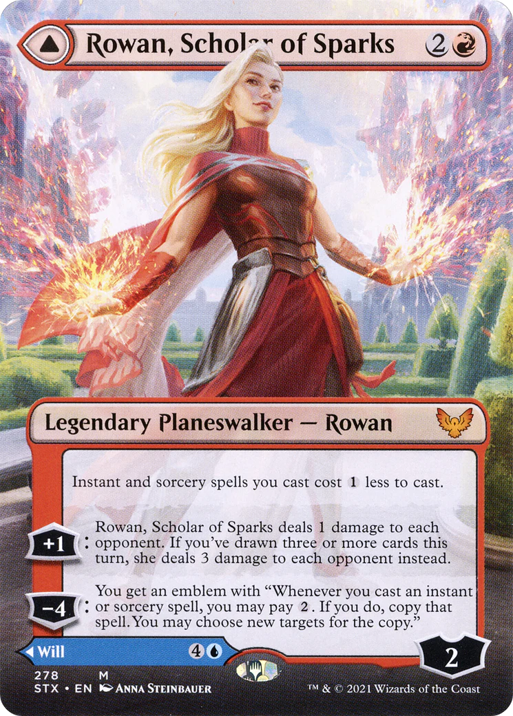 Rowan, Scholar of Sparks // Will, Scholar of Frost (STX-278) - Strixhaven: School of Mages (Borderless) Foil - Image 3